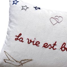 Embroidered cushion Life is... 2
