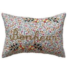 Coussin brodé Bonheur
