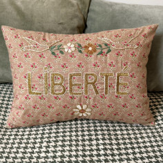 Embroidered cushion LIBERTÉ