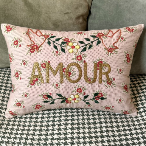 Embroidered cushion AMOUR