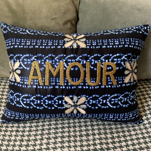 Embroidered cushion AMOUR