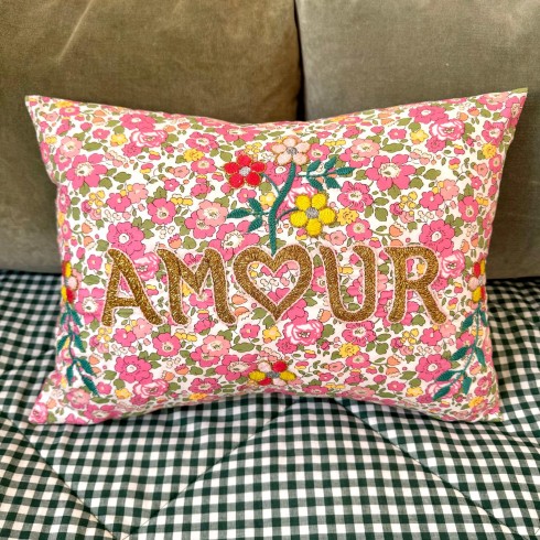 Embroidered cushion AMOUR
