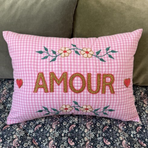 Embroidered cushion AMOUR