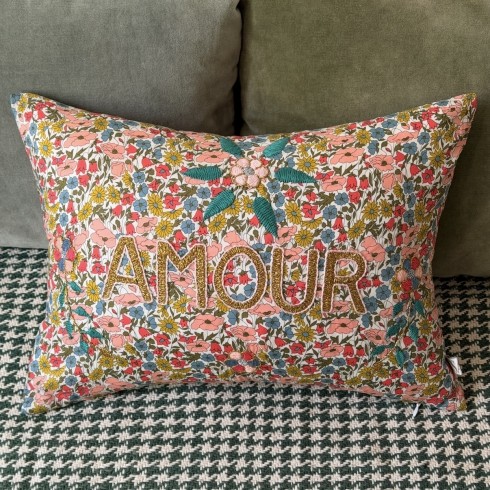Embroidered cushion AMOUR