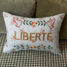 Embroidered cushion LIBERTE