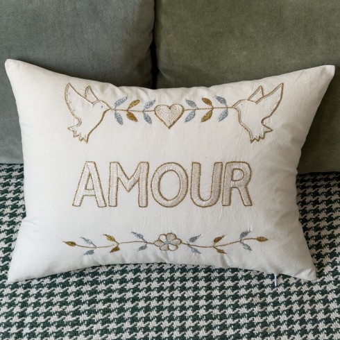 Embroidered cushion AMOUR