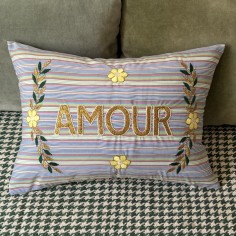 Embroidered cushion AMOUR