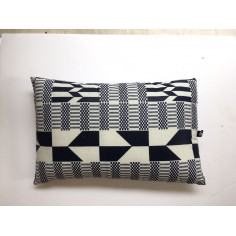 coussin wax blanc bleu marine rayures