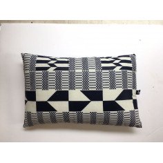 coussin wax blanc bleu marine rayures
