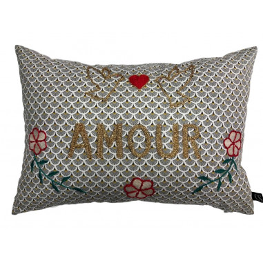 Coussin vintage brodé AMOUR