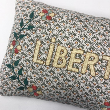Embroidered cushion LIBERTE