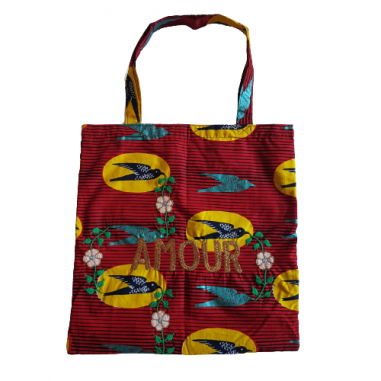 Lisette embroidered wax bag AMOUR