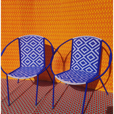 Couple de fauteuils en fils de pêche...