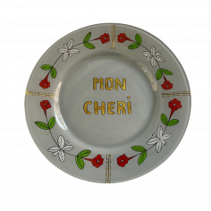 Hand painted grey plate MON...