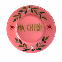 Hand-painted pink plate MA...