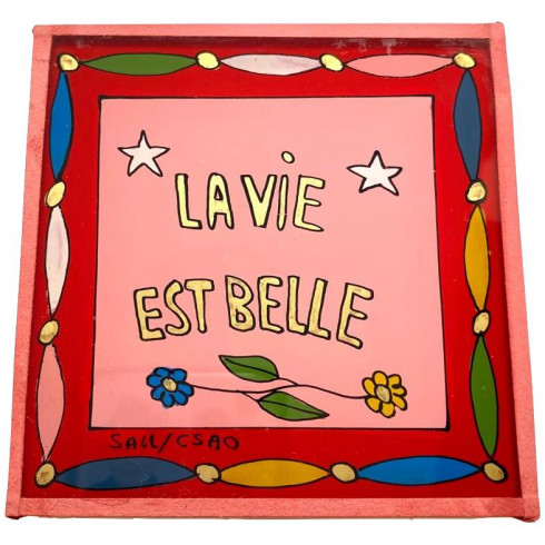 Painting under glass 10x10 cm - La...