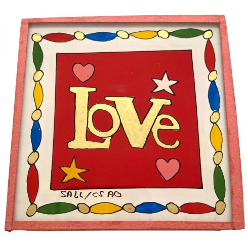 Painting under glass 10x10- LOVE