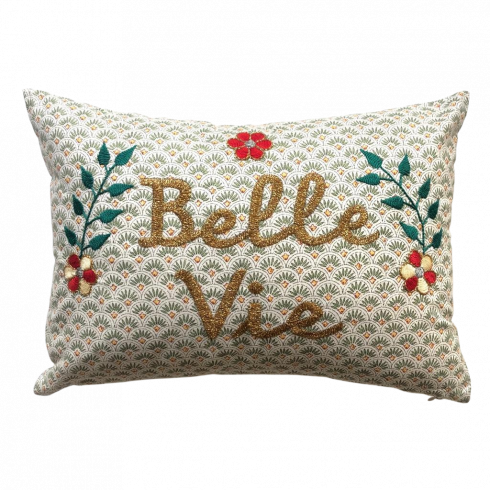 Coussin brodé BELLE VIE