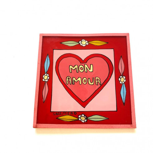 Peinture sous verre 10x10cm - MON AMOUR