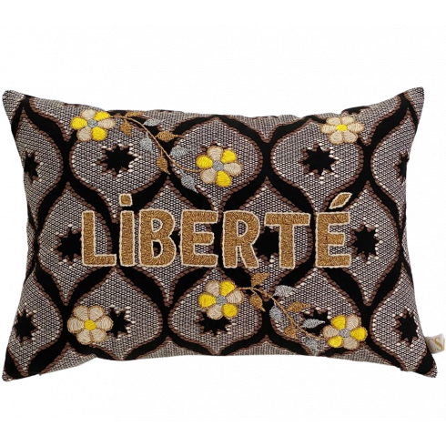 Coussin brodé LIBERTE